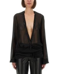 The Attico - Embroidered Georgette Blouse - Lyst