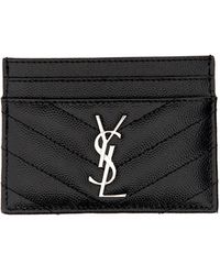 Saint Laurent - Grain De Poudre Leather Card Case With Monogram Logo - Lyst