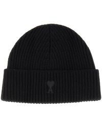Ami Paris - Wool Hat With Logo - Lyst