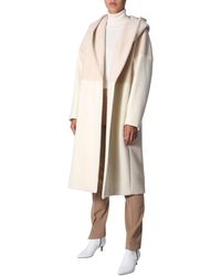 Sportmax "violet" Coat With Bicolored Wool Hood - White