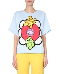 Moschino - Crew Neck Cotton Knit T-shirt With Hippie Insert - Lyst