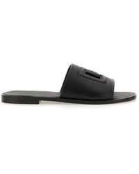Dolce & Gabbana - Dg Leather Flat Sandals - Lyst