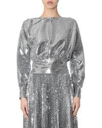 MSGM Sequined Blouse With Bow On The Back - Metallic