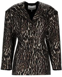 Ganni - Animal Print Blazer - Lyst