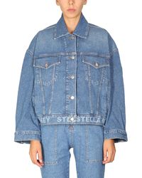 Stella McCartney Donna Abbigliamento Cappotti e giubbotti Giacche Giacche di jeans Giacca oversize in denim con logo 