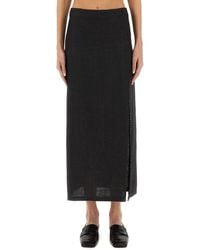 Alysi - Linen Skirt With Slit - Lyst