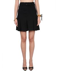 Patou - Pleated Mini Skirt With Adjustable Waist Belt - Lyst