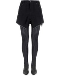 Balenciaga - Japanese Denim Mini Cut-up Skirt - Lyst