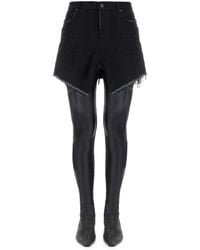 Balenciaga - Japanese Denim Mini Cut-up Skirt - Lyst