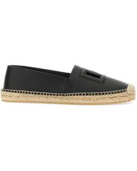 Dolce & Gabbana - Cut-Out Leather Espadrilles With Dg Logo - Lyst