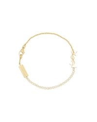 Saint Laurent - Bracciale Con Charm Cassandre E Strass - Lyst