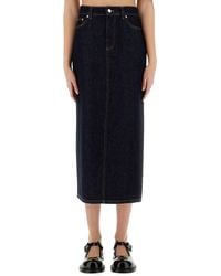 Moschino - Classic High-Waisted Long Denim Skirt - Lyst