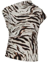 Ganni - Top Con Stampa Animalier - Lyst