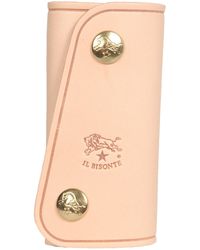 Il Bisonte Leather Key Ring With Snap Hooks - Natural