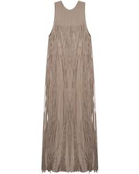 Alysi - Abito Lungo Con Frange - Lyst