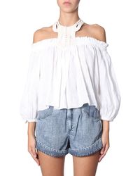Isabel Marant TOP "GOUNDY" IN LINO - Bianco