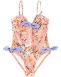 Zimmermann - Costume Intero Con Scollo A Cuore E Fiocchi Sul Busto E Sui Fianchi - Lyst