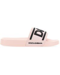 Dolce & Gabbana SANDALO SLIDE IN GOMMA CON LOGO - Bianco