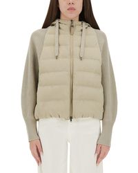 Brunello Cucinelli - Down Jacket With Knitted Sleeves - Lyst
