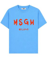 MSGM - T-Shirt A Manica Corta Con Stampa Logo - Lyst