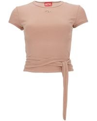 DIESEL - T-Shirt A Costine Con Lacci - Lyst