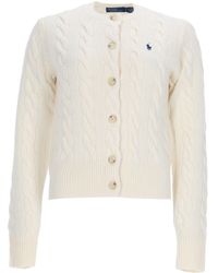 Polo Ralph Lauren - Cardigan A Trecce Con Logo - Lyst