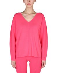 Helmut Lang - V-Neck Sweater With Contrast Profile - Lyst