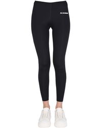 Jil Sander - High-Waisted Logo Print Leggings - Lyst