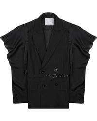 Sacai - Blazer Con Manica Drappeggiata - Lyst