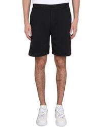 McQueen - Bermuda Shorts With Selvedge Logo Band - Lyst