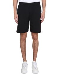 McQueen - Bermuda Shorts With Selvedge Logo Band - Lyst