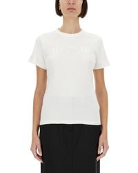 Helmut Lang - Fitted Cotton T-Shirt With Embossed Lettering - Lyst