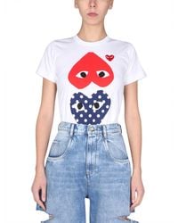 COMME DES GARÇONS PLAY - T-shirt In Jersey Di Cotone Con Stampa Logo - Lyst