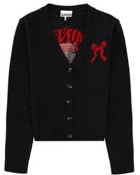 Ganni - Cardigan With Graphics - Lyst