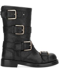 Dolce & Gabbana - Dolce & Gabbana Leather Boot With Buckles - Lyst