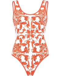 Dolce & Gabbana - Costume Intero Stampa Maiolica - Lyst