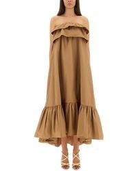 Saint Laurent - Maxi Dress With Ruffles - Lyst
