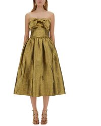 Self-Portrait - Metallic Jacquard Midi Dress - Lyst