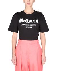 Alexander McQueen - T-shirt With Graffiti Logo Print - Lyst
