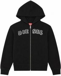 DIESEL - Felpa Con Logo Effetto Sfrangiato - Lyst