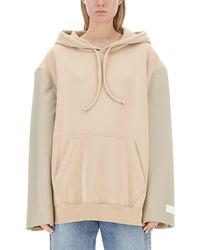 MM6 by Maison Margiela - Oversized Hooded Sweatshirt With Contrasting Sleeves - Lyst