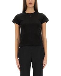 McQueen - T-Shirt Girocollo Con Ricamo Con Teschio Sul Fronte - Lyst