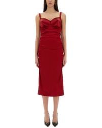 Dolce & Gabbana - Abito Longuette Con Coppe A Cono - Lyst