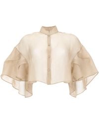 Max Mara - Cappa Light Knit Silk Cropped Shirt For - Lyst