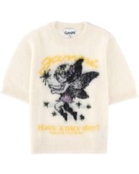 Ganni - Leopard-Print Wool-Blend T-Shirt - Lyst