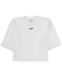 Off-White c/o Virgil Abloh - Cropped T-Shirt With Logo Cotton T-Shirts - Lyst