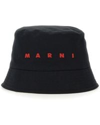 Marni - Logo Embroidery Bucket Hat Cappelli Nero - Lyst