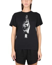Raf Simons - T-SHIRT GIROCOLLO IN JERSEY DI COTONE CON STAMPA LOGO - Lyst