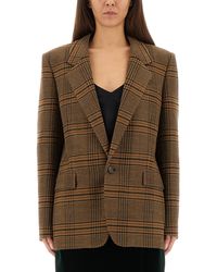 Saint Laurent - Prince Of Wales Wool Jacket - Lyst