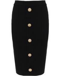 Balmain - Button Zipper Midi Skirt - Lyst
